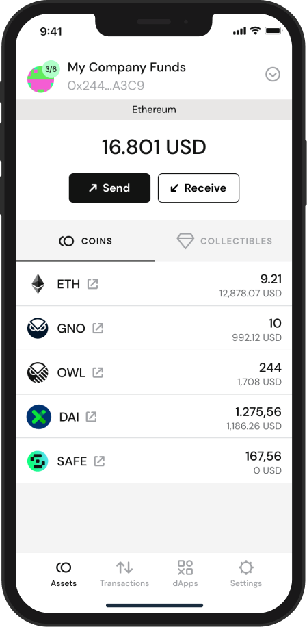 Assets view on stakechamber mobile